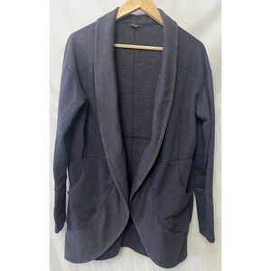 Eddie Bauer Women's Camp Fleece Wrap Open Front Navy Sweatshirt Size M